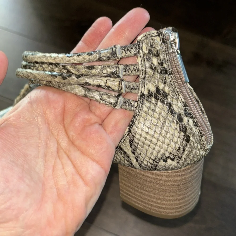 Torrid Snakeskin Zipper Back Sandals